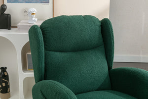 English Elm 049-teddy Plush Wingback Rocking Chair Solid Wood Base Nursery and Living Room Comfort Green W527P147431