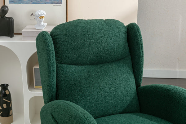 English Elm 049-teddy Plush Wingback Rocking Chair Solid Wood Base Nursery and Living Room Comfort Green W527P147431