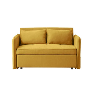 English Elm Chenille Sleeper Loveseat Sofa Bed with Adjustable Armrests for Studio Living W848132155