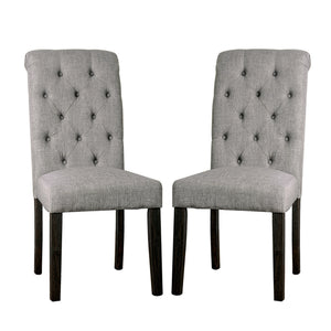 English Elm Set of 2 Padded Fabric Dining Chairs Antique Black & Light Gray - Tufted Rustic Seats, Comfortable Style B016P156814