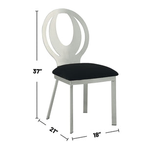 English Elm Set of 2 Oval Metal Back Dining Chairs with Black Foam Seats, Satin Silver Powder-Coated Finish, Stylish Comfort B016P156808