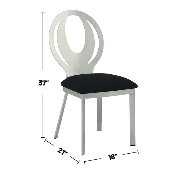 English Elm Set of 2 Oval Metal Back Dining Chairs with Black Foam Seats, Satin Silver Powder-Coated Finish, Stylish Comfort B016P156808