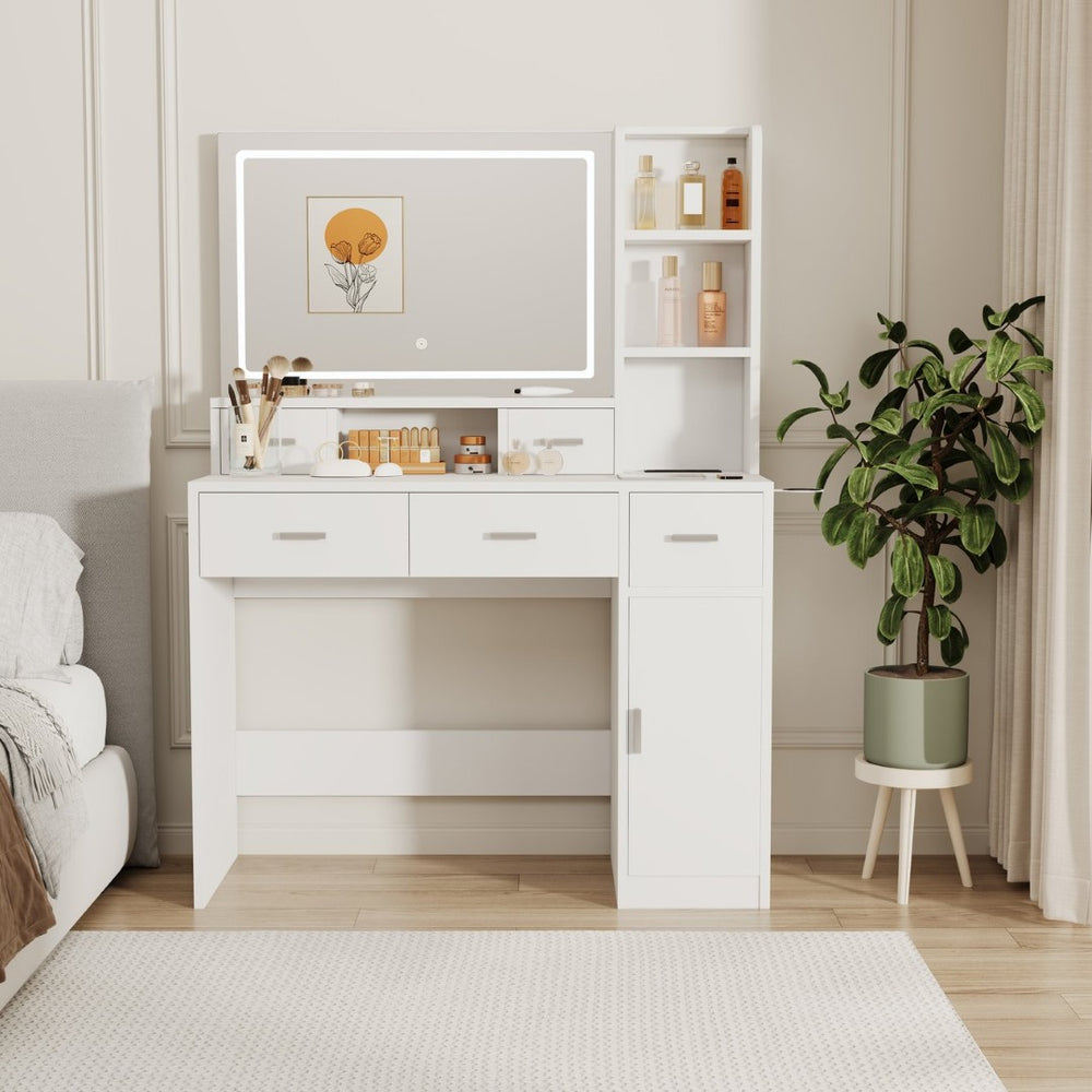 English Elm Newly Designed Led Smart Vanity with Drawer Storage for Bedroom Dressing Routine W1320138091