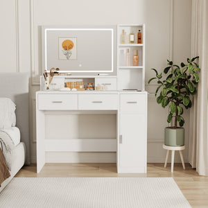 English Elm Newly Designed Led Smart Vanity with Drawer Storage for Bedroom Dressing Routine W1320138091