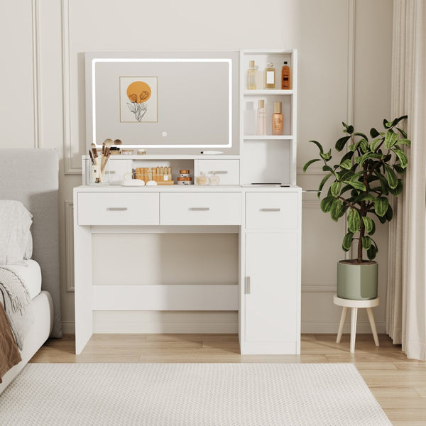English Elm Newly Designed Led Smart Vanity with Drawer Storage for Bedroom Dressing Routine W1320138091