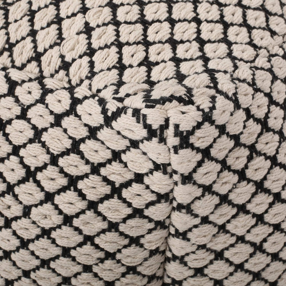 English Elm Christopher Knight Home® - WOVEN Cotton Pouf Black+Natural Handwoven Boho Cube 18" Breathable Cotton Cover Removable Zippered 68220.00