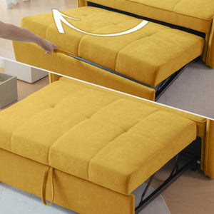 English Elm Chenille Sleeper Loveseat Sofa Bed with Adjustable Armrests for Studio Living W848132155
