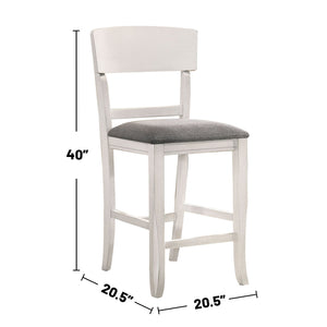 English Elm Set of 2 Modern Fabric Padded Counter Height Chairs White & Gray – Curved Back, Footrest Comfort B016P156812