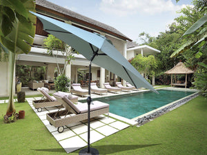English Elm 9FT Outdoor Patio Umbrella Hexagon Canopy with Crank Lift, Tilt, Wind Vent & UPF40+ Weather Resistant Frosty Green W656134975