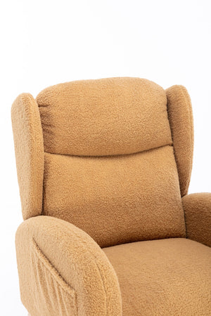 English Elm 049-teddy Plush Wingback Rocking Chair Solid Wood Base Nursery and Living Room Comfort Khaki W527P147435