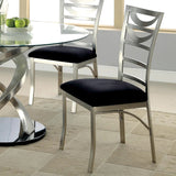 English Elm Set Of 2 Black Microfiber and Metal Side Chairs In Silver