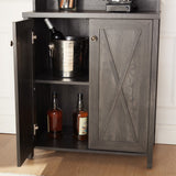Hearth and Haven Farmhouse Bar Cabinet For Liquor and Glasses, Dining Room Kitchen Cabinet with Wine Rack, Sideboards Buffets Bar Cabinet L26.89''xW15.87''xH67.3'' Charcoal Grey W2275P148520