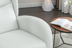 English Elm 049-teddy Plush Wingback Rocking Chair Solid Wood Base Nursery and Living Room Comfort Ivory W527P147427