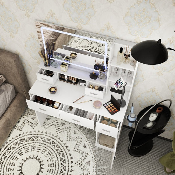 English Elm Newly Designed Led Smart Vanity with Drawer Storage for Bedroom Dressing Routine W1320138091
