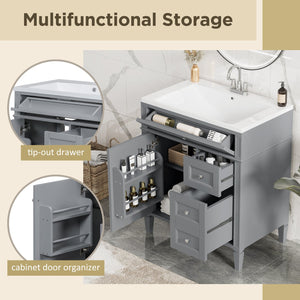 English Elm 30'' Modern Bathroom Vanity With Soft-Close Drawers, Durable Resin Sink & Chic Storage Solutions SW000122AAE-2