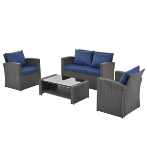 English Elm Patio Furniture Sets: Stylish & Durable Outdoor Seating With Plush Cushions, Weather-Resistant Design W1703S00008-GIGA
