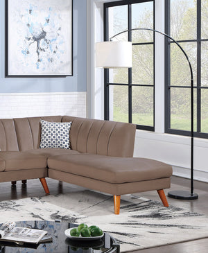 English Elm Contemporary Velvet 2-Piece Sectional Sofa with Tufted Vertical Back, Curved Arm, Pillows Included Light Brown 34 L x 18 W x 76 H B011S00724