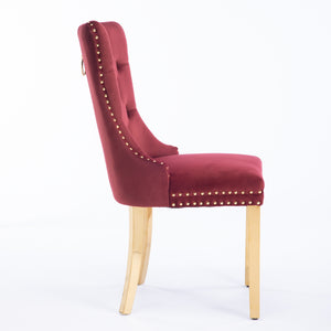 English Elm Nikki Handcrafted Tufted Solid Wood Dining Chair with Velvet Upholstery, High-Density Foam Comfort Burgundy W1143P151484
