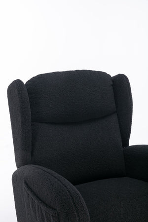 English Elm 049-teddy Plush Wingback Rocking Chair Solid Wood Base Nursery and Living Room Comfort Black W527P147437