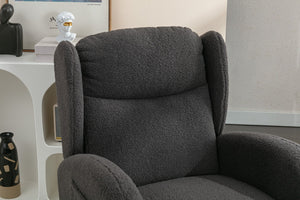 English Elm 049-teddy Plush Wingback Rocking Chair Solid Wood Base Nursery and Living Room Comfort Dark Gray W527P147433