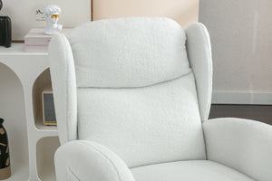 English Elm 049-teddy Plush Wingback Rocking Chair Solid Wood Base Nursery and Living Room Comfort Ivory W527P147427