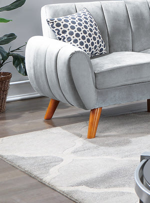 English Elm Contemporary Velvet 2-Piece Sofa Set with Mid-Century Ribbed Tufting, Plush Cushions & Wooden Legs Light Gray 32 L x 17 W x 57 H B011S00727