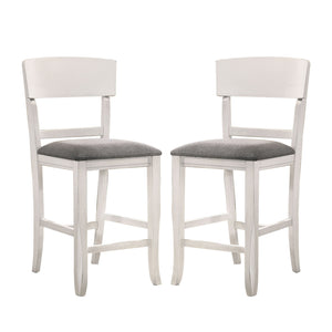 English Elm Set of 2 Modern Fabric Padded Counter Height Chairs White & Gray – Curved Back, Footrest Comfort B016P156812