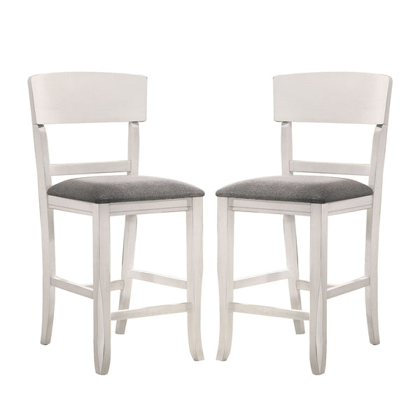 English Elm Set of 2 Modern Fabric Padded Counter Height Chairs White & Gray – Curved Back, Footrest Comfort B016P156812