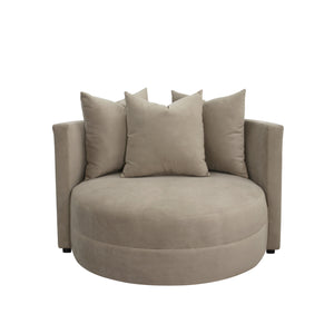 Hearth and Haven BOBBY Round Seating Upholstered Living Room Chair, Beige B122P156651