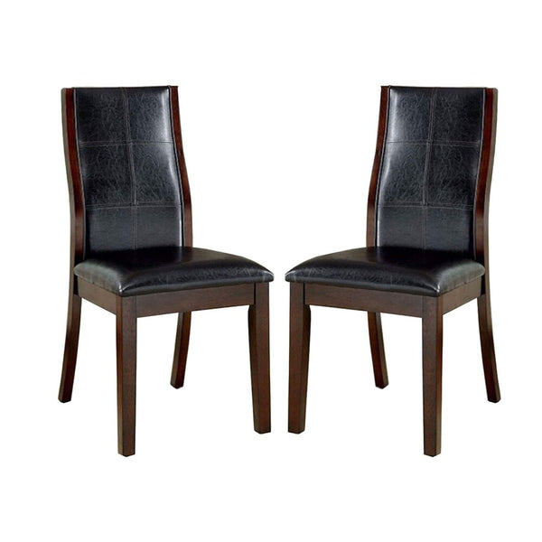 English Elm Transitional Parson Side Chairs Set of 2 — Espresso Cherry Wood Frame with Padded Leatherette Comfort Seats Brown 42 L x 13 W x 20 H B011P156647