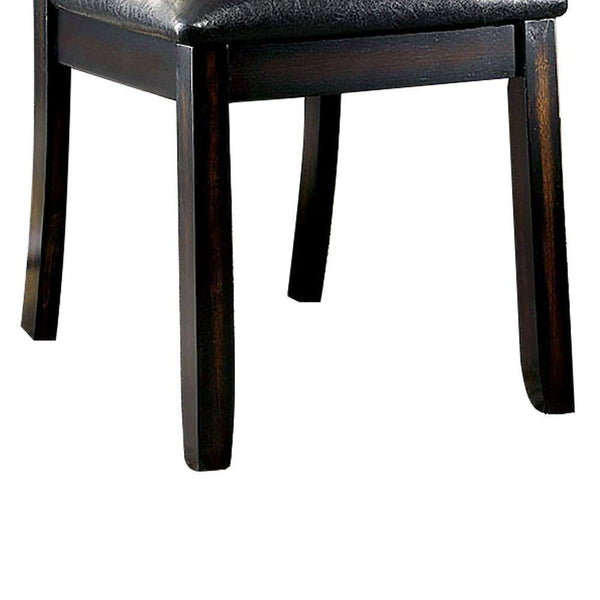 English Elm Transitional Parson Side Chairs Set of 2 — Espresso Cherry Wood Frame with Padded Leatherette Comfort Seats Brown 42 L x 13 W x 20 H B011P156647