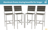 English Elm All Aluminum Bar Counter and Bar Chair Set For Patio Garden Outdoor