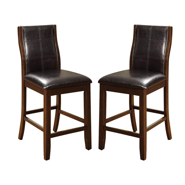 English Elm Transitional Parson Side Chairs Set of 2 — Espresso Cherry Wood Frame with Padded Leatherette Comfort Seats Brown 43 L x 13 W x 20 H B011P156648
