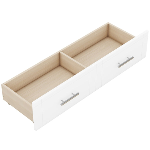English Elm Queen Wall Bed with Usb Charging Shelves and Drawers for Studio or Guest Room White LP000568AAK
