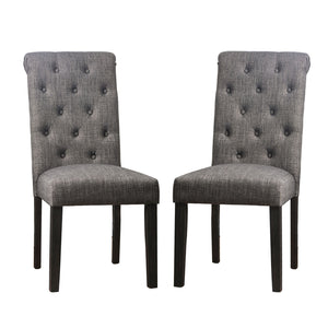 English Elm Set of 2 Padded Fabric Dining Chairs with Button-Tufted Backs Antique Black & Gray Rustic Charm B016P156813