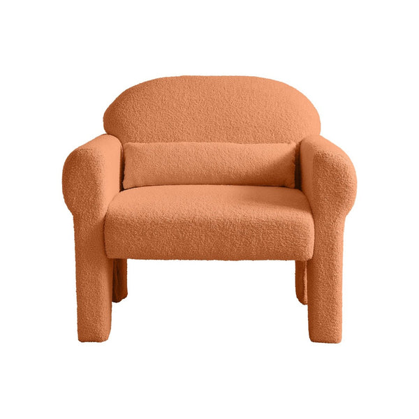 English Elm boucle Accent Chair Curved Silhouette with Lumbar Pillow for Modern Living W848141060