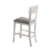 English Elm Set Of 2 Fabric Padded Counter Height Chairs In White and Gray