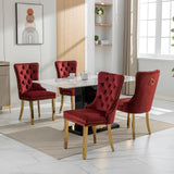 English Elm Nikki Collection Modern, High-End Tufted Solid Wood Contemporary Velvet Upholstered Dining Chair With Golden Stainless Steel Plating Legs,Nailhead Trim,Set Of 2,Wine Red and Gold, Sw1601Wr,Burgundy