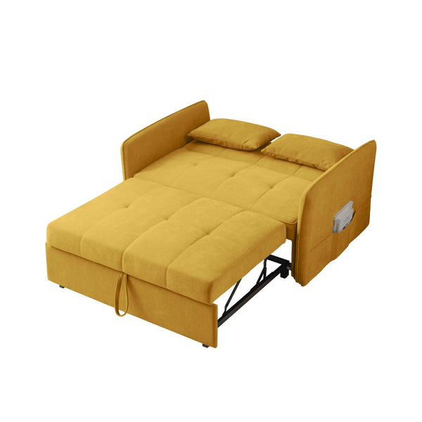 English Elm Chenille Sleeper Loveseat Sofa Bed with Adjustable Armrests for Studio Living W848132155