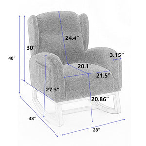 English Elm 049-teddy Plush Wingback Rocking Chair Solid Wood Base Nursery and Living Room Comfort Ivory W527P147427