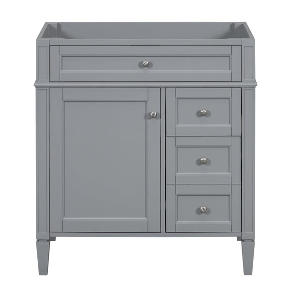 English Elm 30'' Modern Bathroom Vanity Cabinet With 2 Drawers, Tip-Out Storage, Elegant Roman Legs & Adjustable Shelf N710P250685E