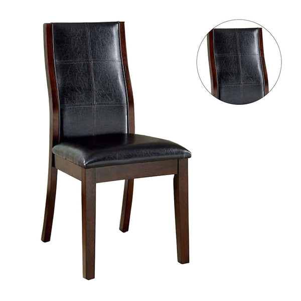 English Elm Transitional Parson Side Chairs Set of 2 — Espresso Cherry Wood Frame with Padded Leatherette Comfort Seats Brown 42 L x 13 W x 20 H B011P156647