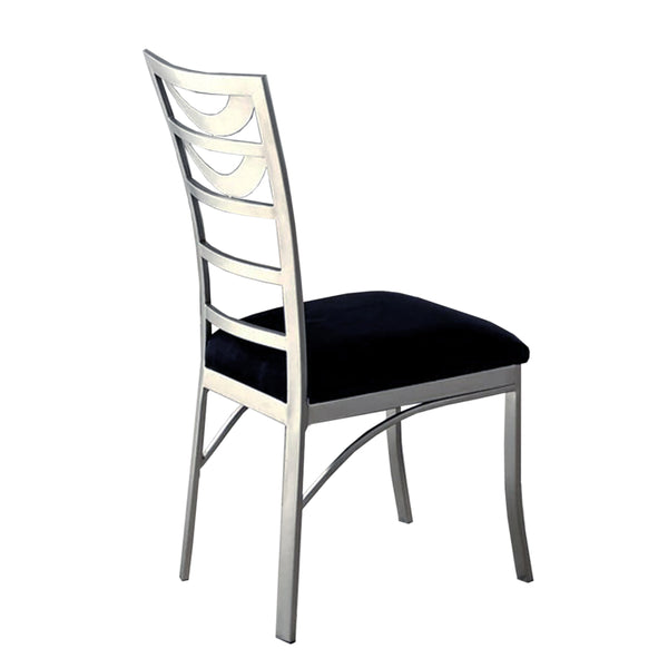 English Elm Set of 2 Black Microfiber Metal Side Chairs with Satin-Plated Silver Frame, Padded Comfort and Ladder Back Design B016P156811