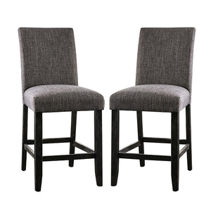 English Elm Set of 2 Padded Fabric Counter Height Chairs Gray Upholstered Comfort Supportful Dining Seats, Space-Saving Modern Design B016P156815