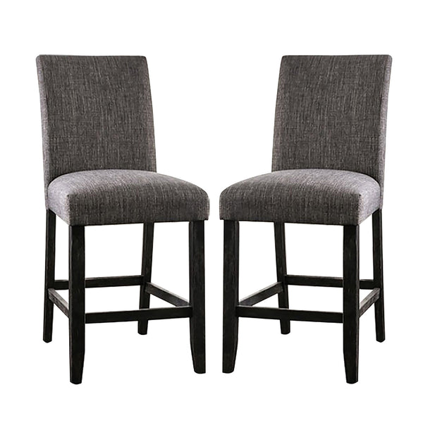 English Elm Set of 2 Padded Fabric Counter Height Chairs Gray Upholstered Comfort Supportful Dining Seats, Space-Saving Modern Design B016P156815