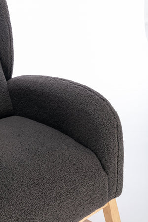 English Elm 049-teddy Plush Wingback Rocking Chair Solid Wood Base Nursery and Living Room Comfort Dark Gray W527P147433