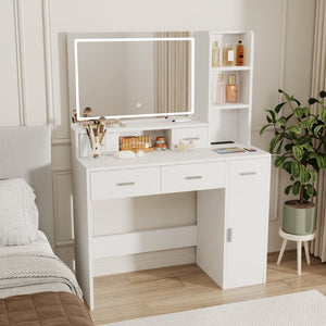 English Elm Newly Designed Led Smart Vanity with Drawer Storage for Bedroom Dressing Routine W1320138091