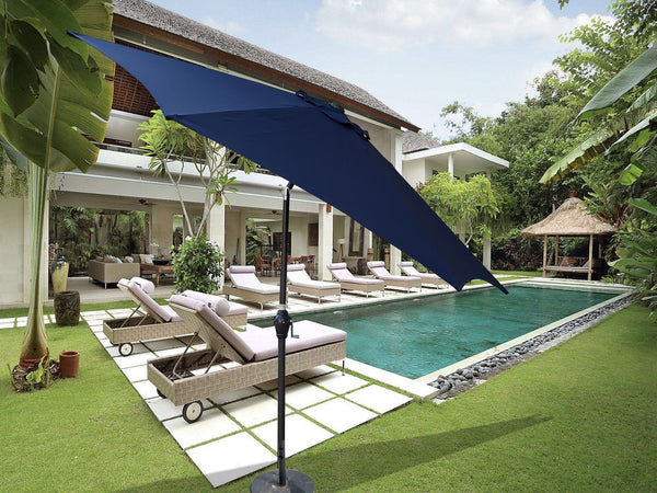 English Elm 9FT Outdoor Patio Umbrella Hexagon Canopy with Crank Lift, Tilt, Wind Vent & UPF40+ Weather Resistant Navy Blue W656134970