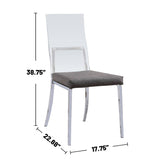 English Elm Set Of 2 Acrylic and Leatherette Padded Dining Chairs In Chrome Finish