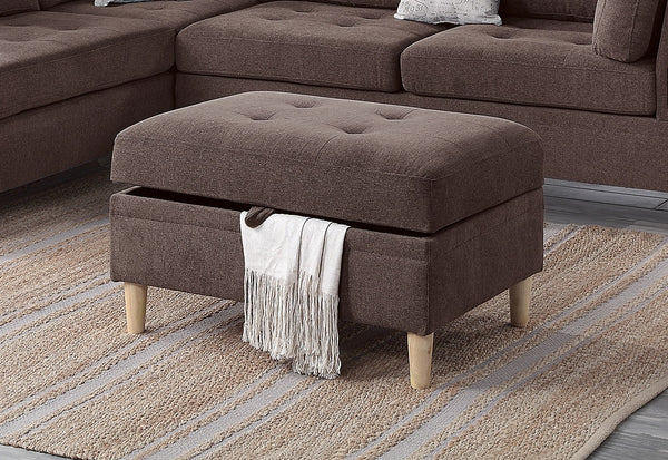 English Elm 3-PCS Reversible Sectional Sofa Set with Tufted Chenille, Storage Ottoman & Accent Pillows, Modern Design Chocolate 35 L x 16 W x 77 H B011S00721